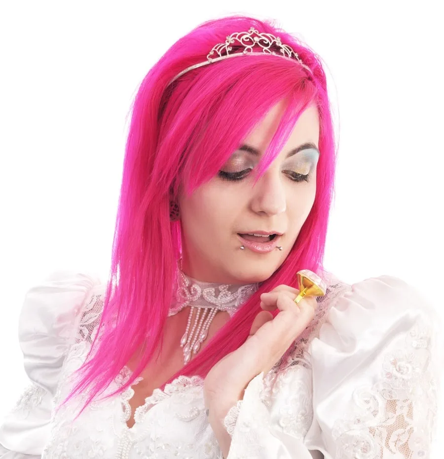 wedding hairstyle for straight pink hair