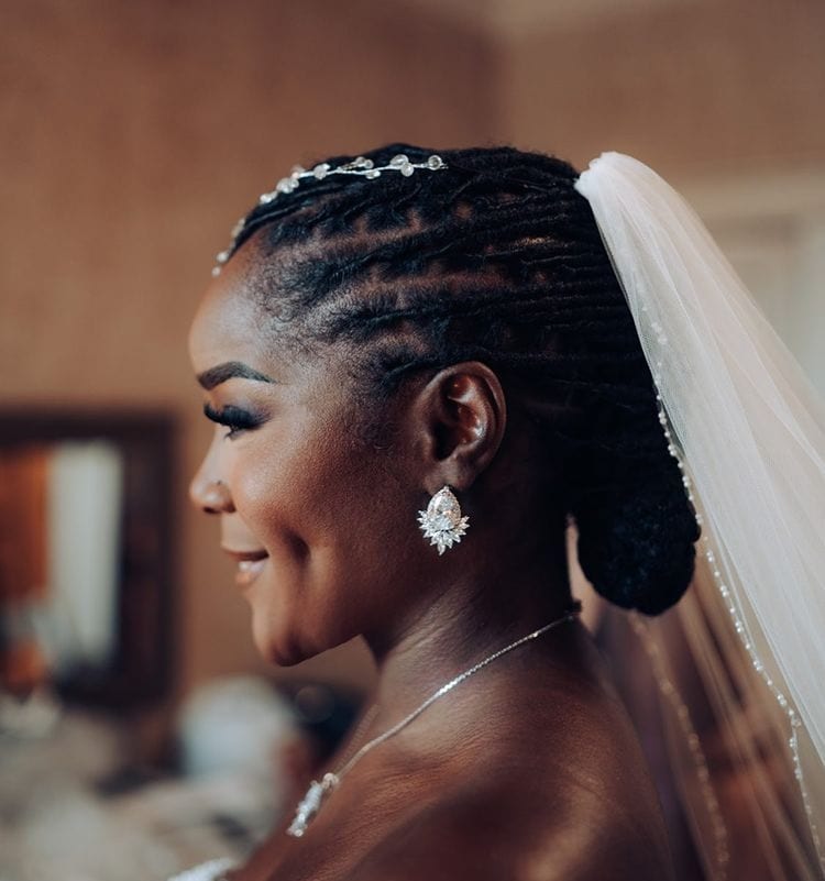 wedding hairstyle with veil for black women