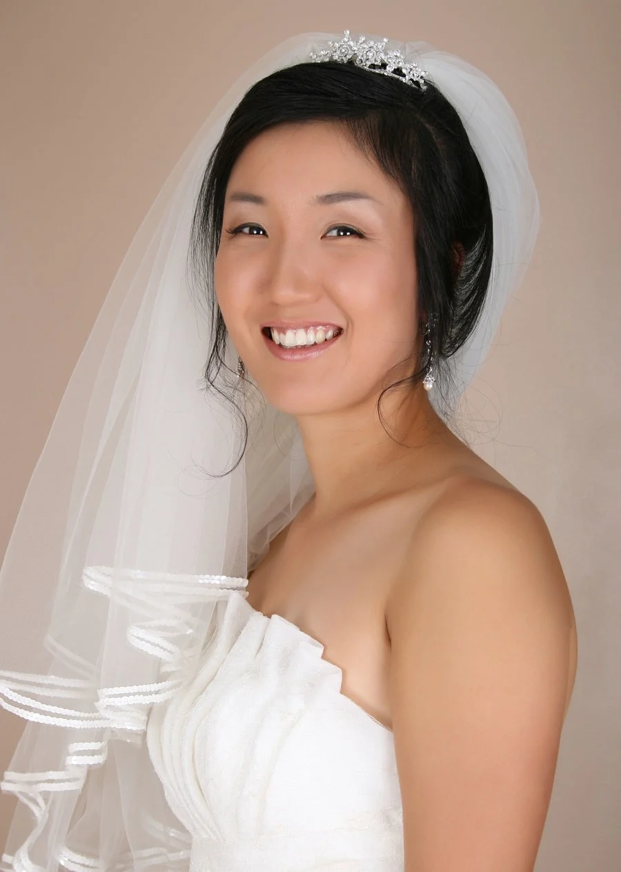 bridal hairstyle with tiara and veil