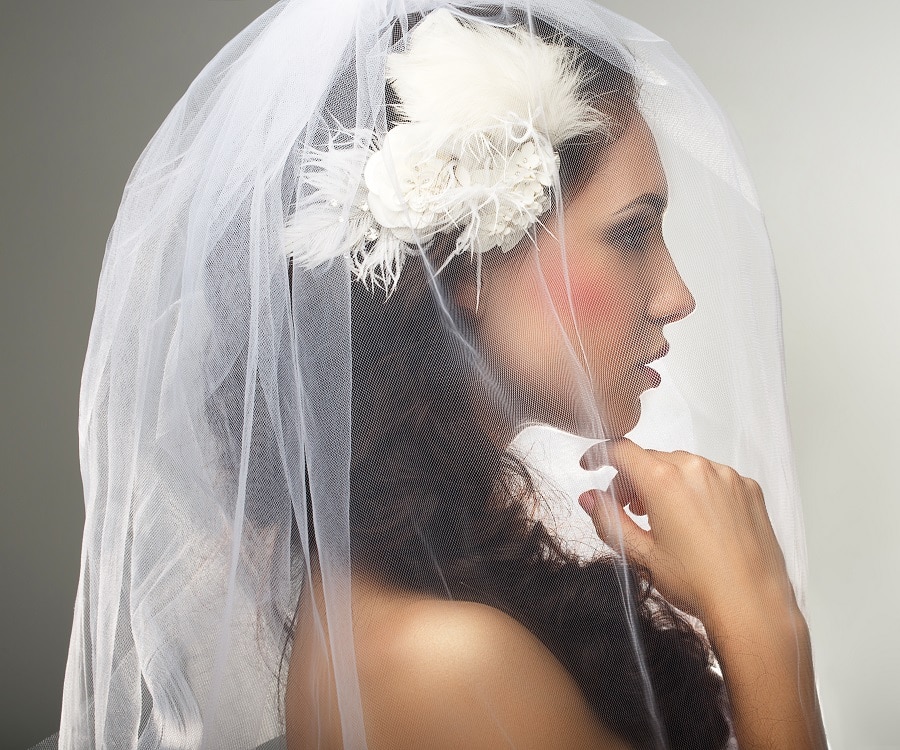 wedding hairstyles with veil and blusher