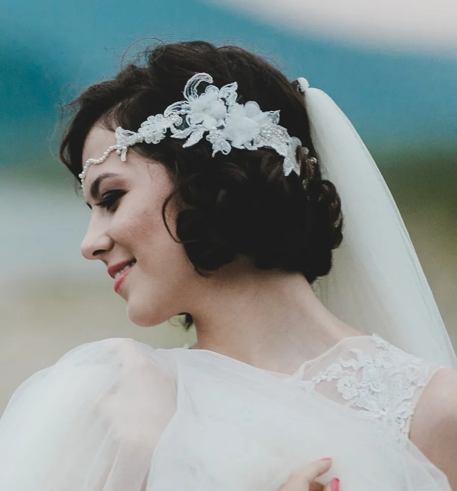 wedding hairstyles with veil and headband