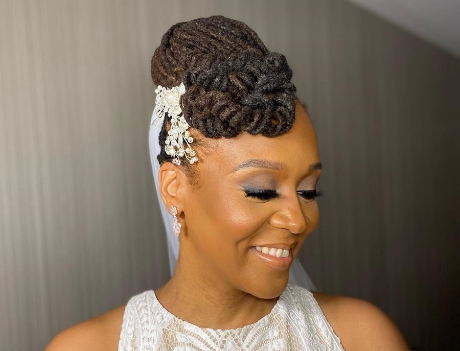 wedding locs hairstyle for black bride