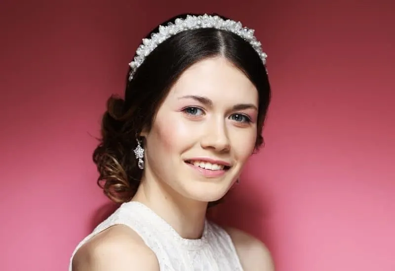 wedding updo hairstyle with headband