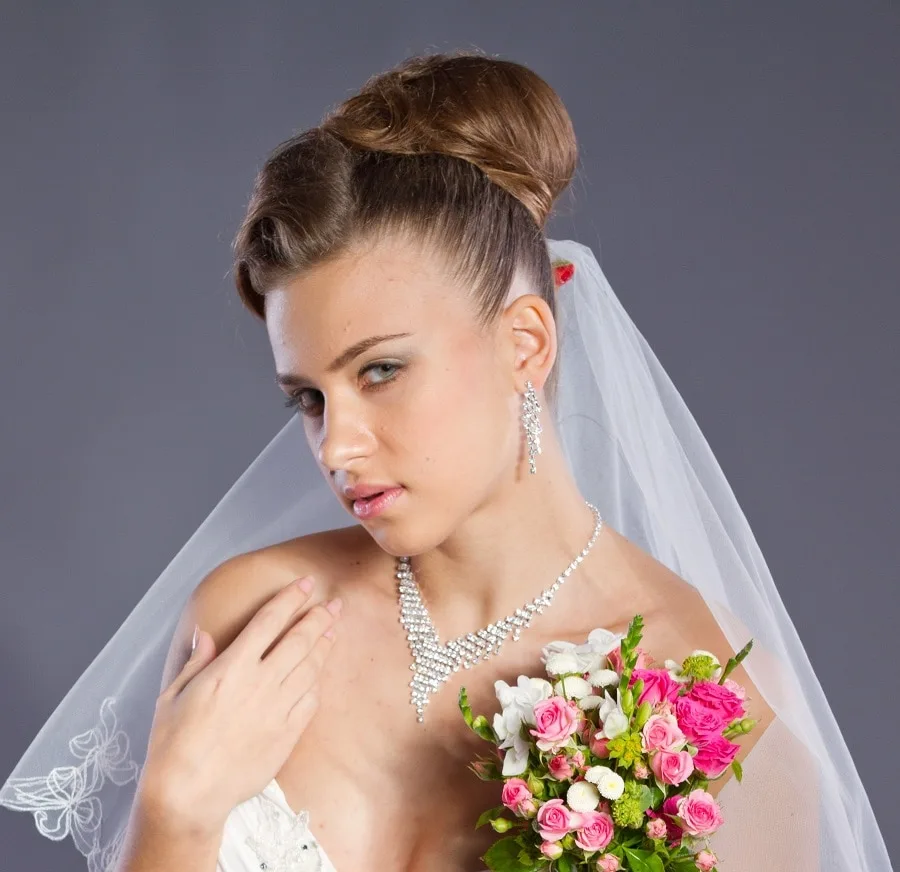 wedding updo hairstyles with veil