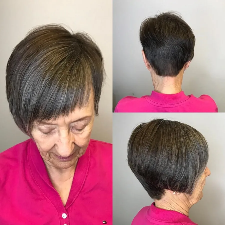 wedge hair with bangs for over 60 women