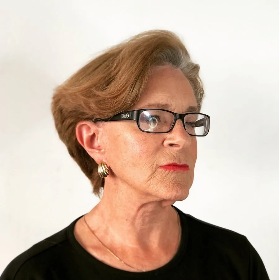 wedge haircut with glasses for over 60 women 