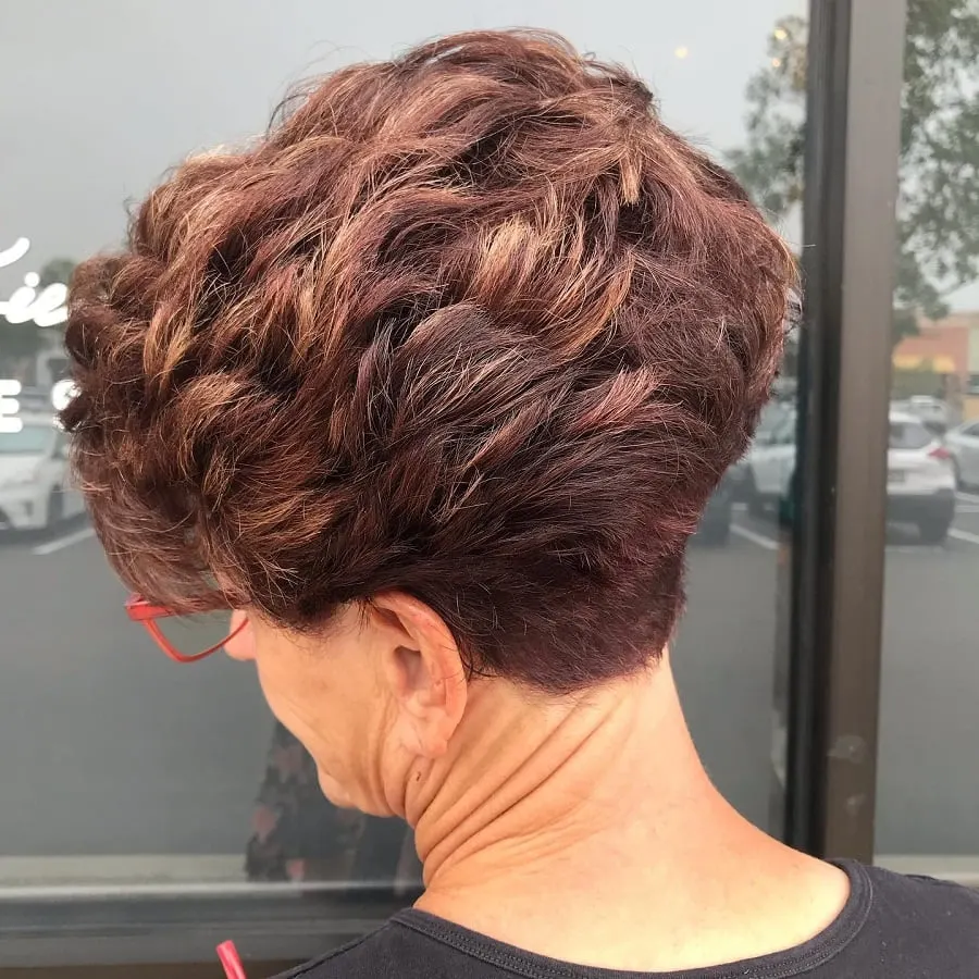 wedge haircut with highlights for over 60 women 
