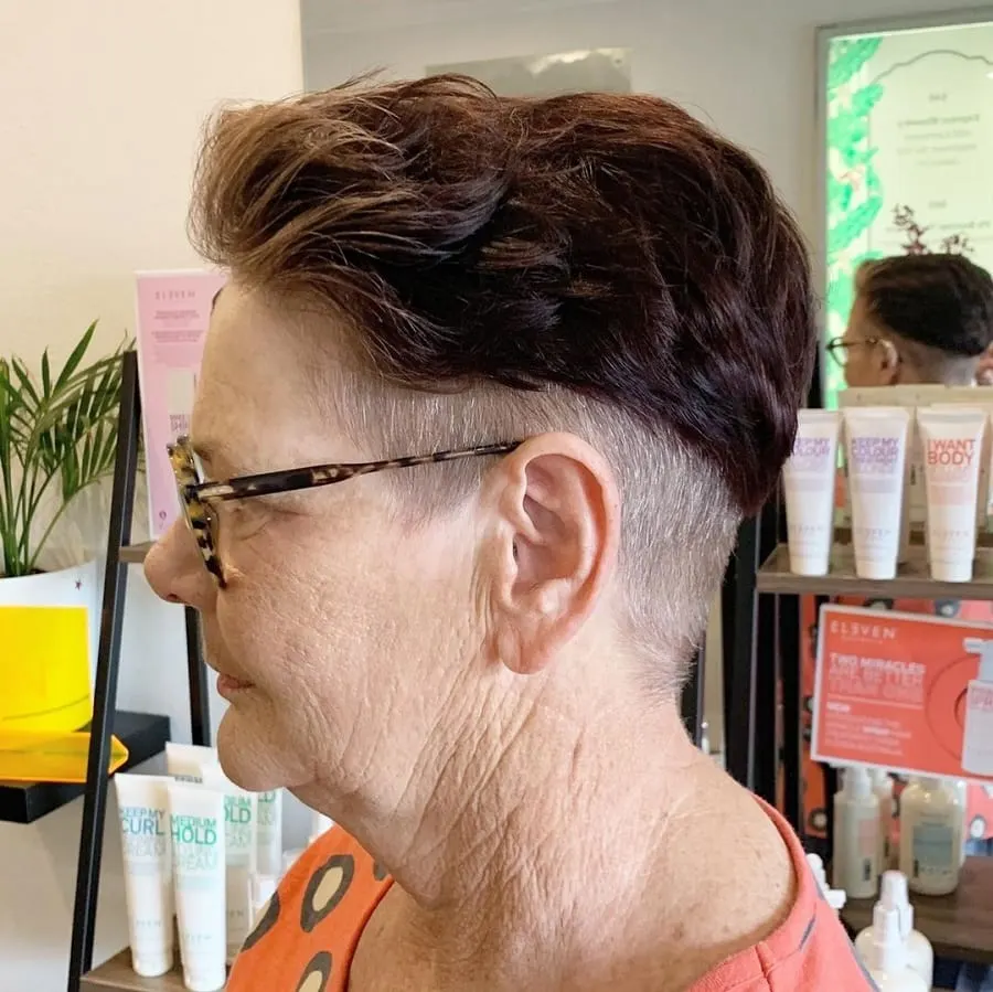 wedge haircut with glasses for women over 60