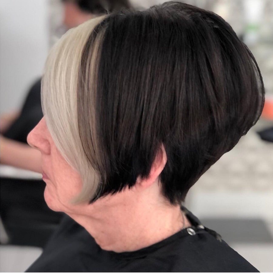wedge haircut with highlights for women over 60