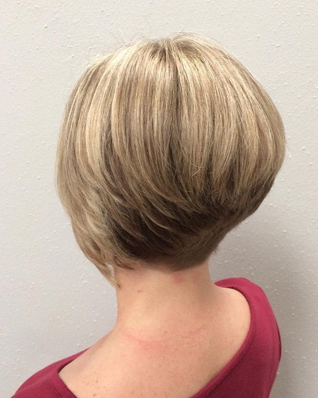 very short stacked wedge haircut