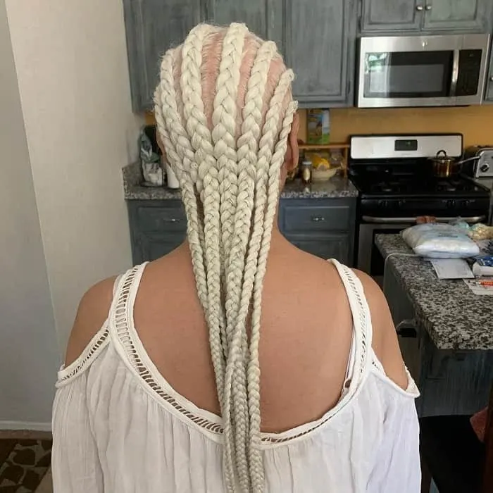 girl with long white braids