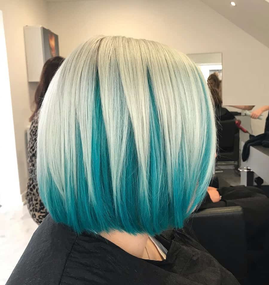white hair with blue underneath