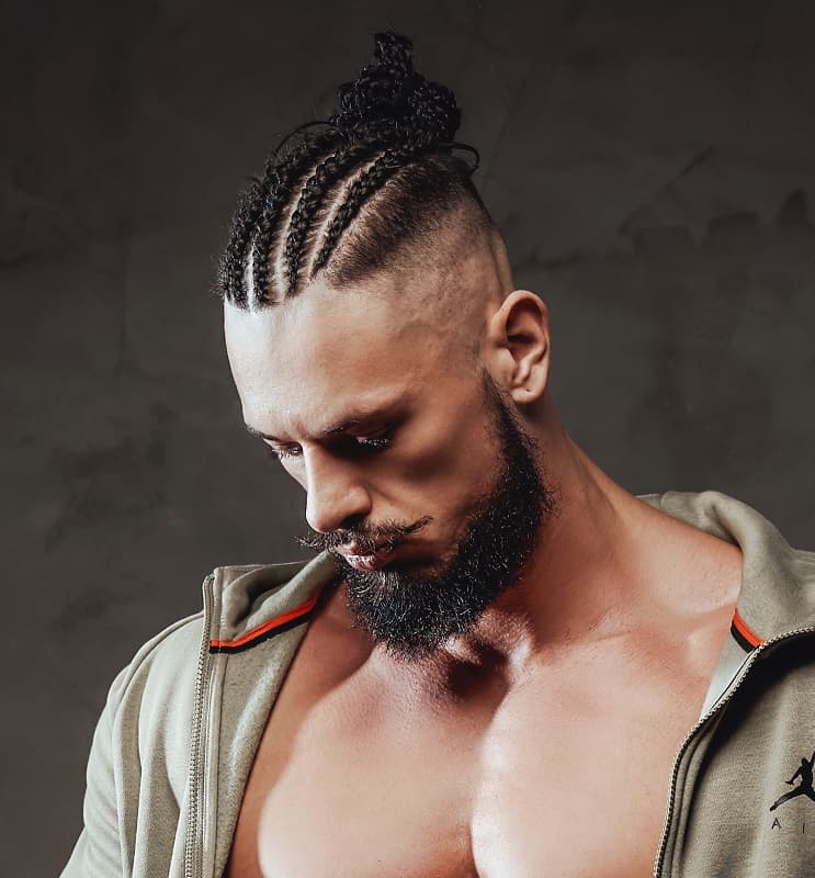 white men's braids with fade