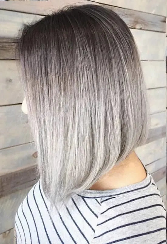 White Ombré on angled bob Hair