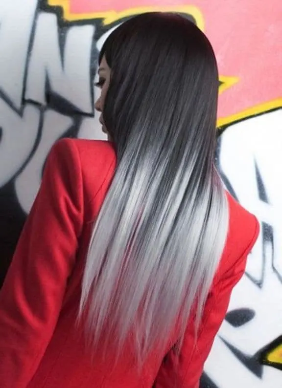 White Ombré on Black Hair