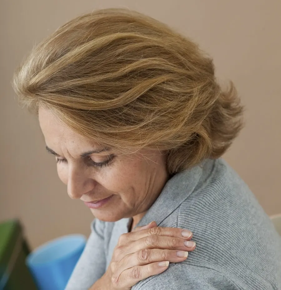 woman over 50 with layered bob