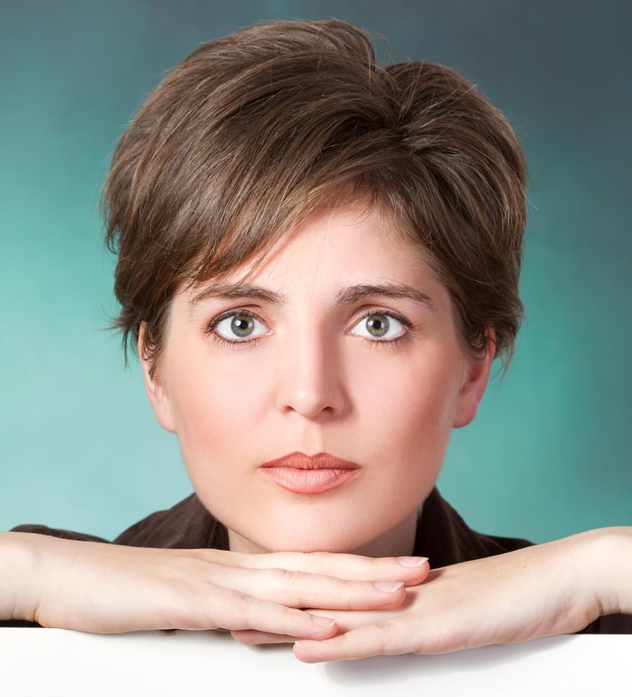 woman with 50s pixie cut