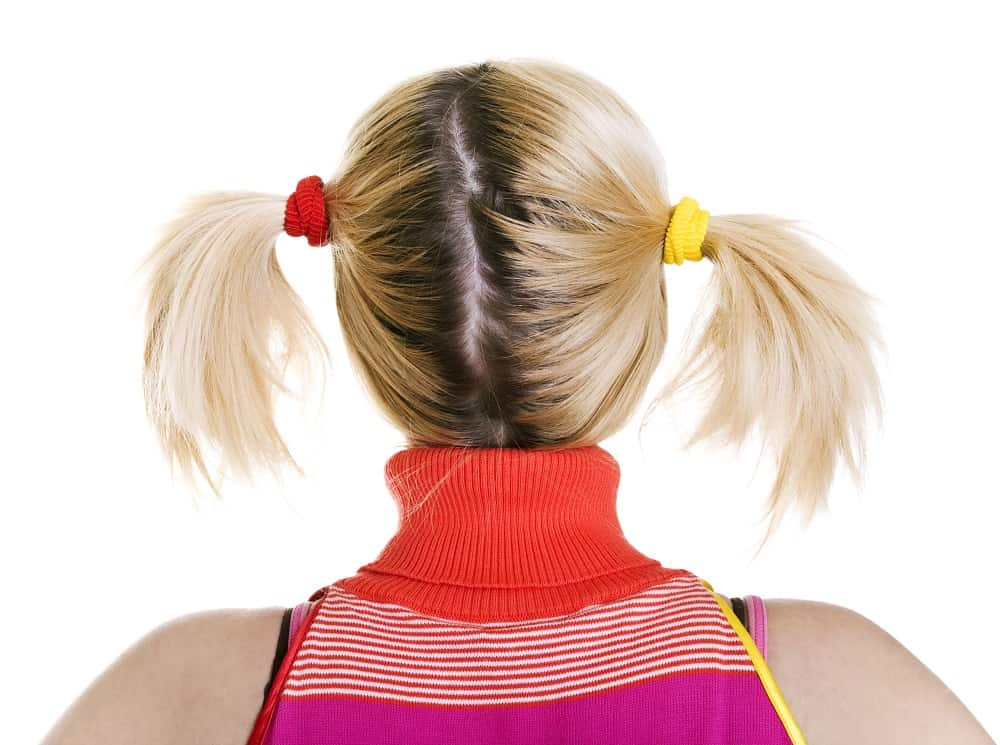 woman with two ponytails
