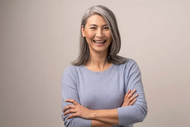 long grey bob for women over 50