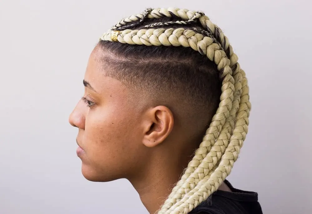 women's braids with extension and shaved sides