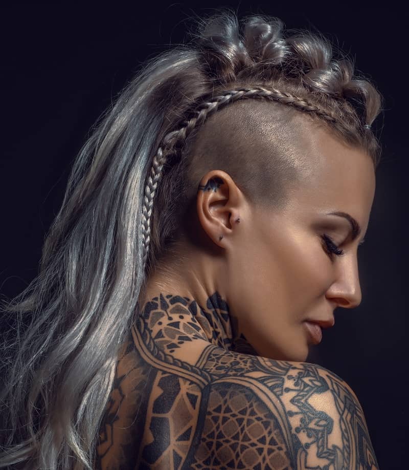 women's half shaved viking hairstyle
