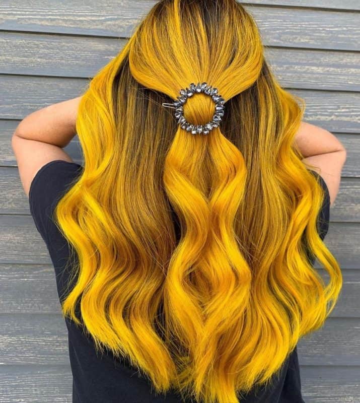half updo with yellow hair