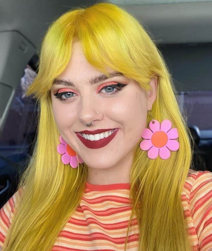 yellow hair with wispy bangs