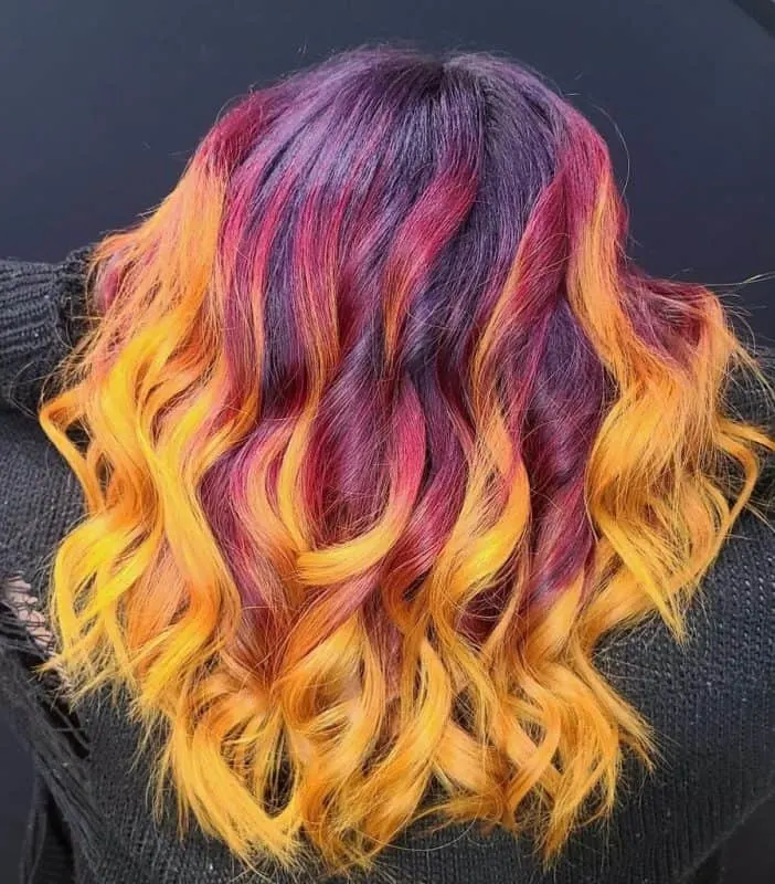 fiery yellow balayage hair