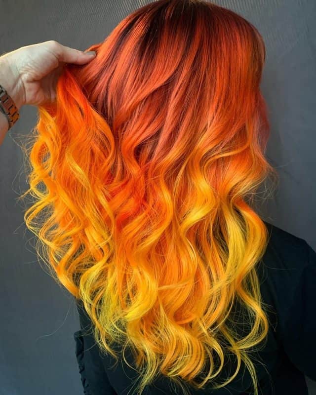 yellow and orange wavy hair