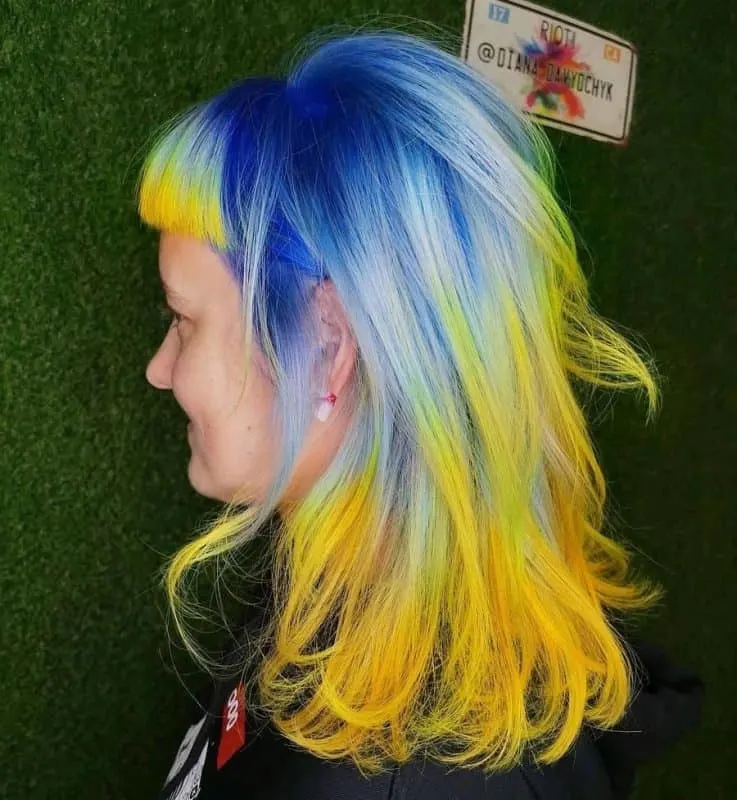 blue and yellow hair