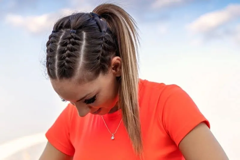 yoga hairstyle with cornrows