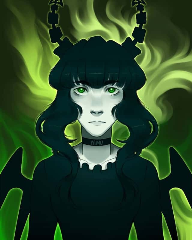yomi takanashi - anime girl with black hair and green eyes