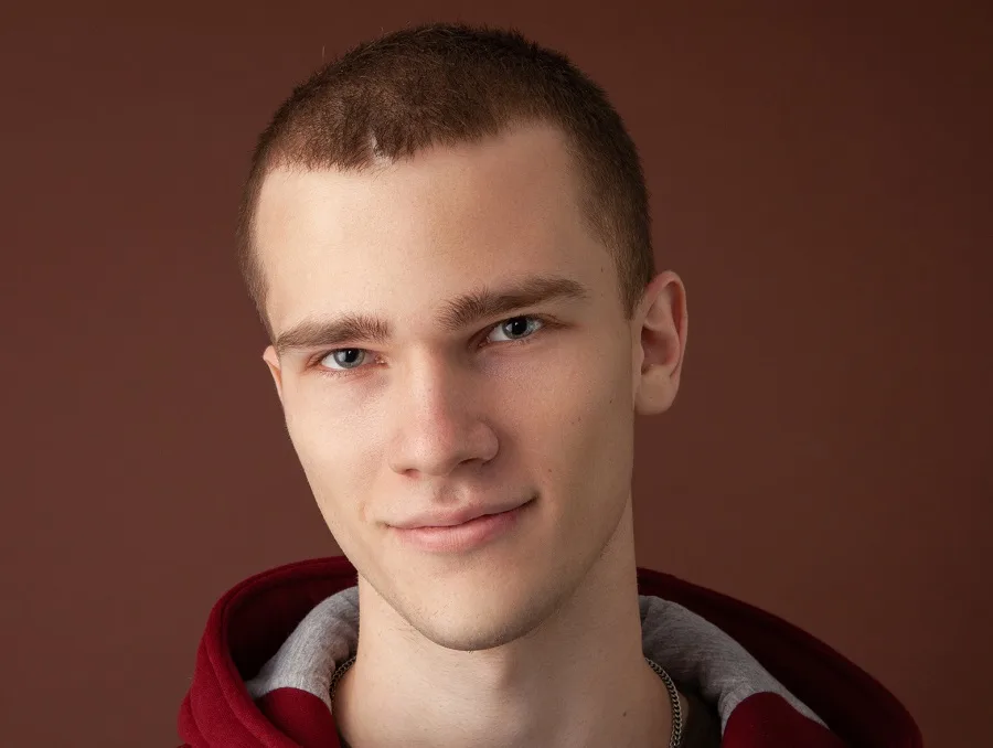 Young British man with a shaved head