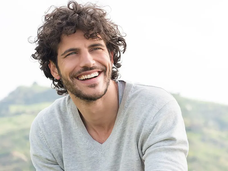 men curly long hairstyle