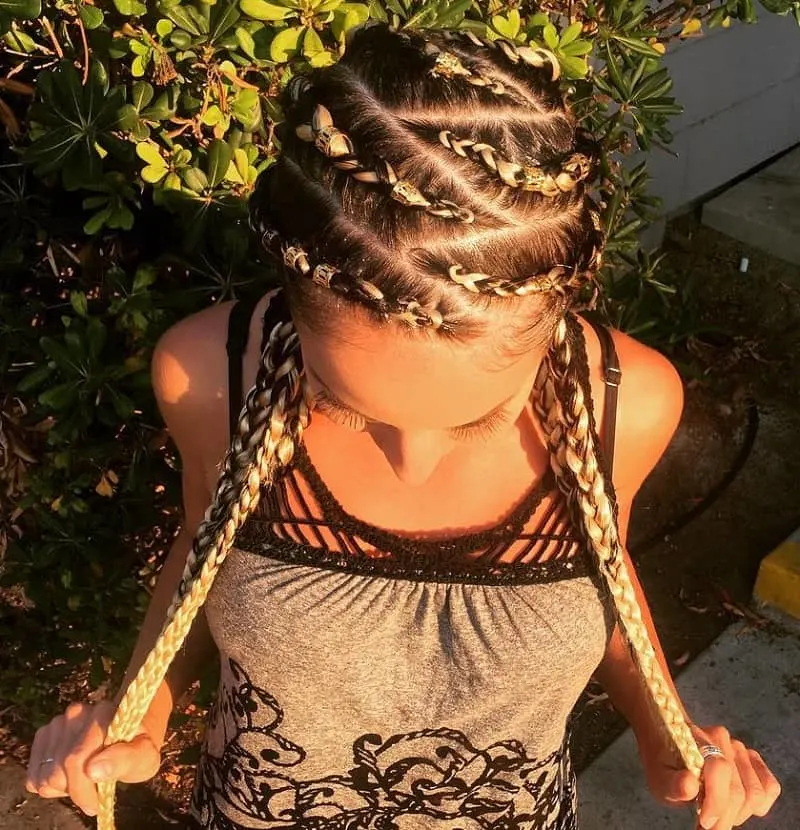 zigzag parted braids